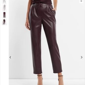 Express Super High Waisted Faux Leather Pleated Ankle Pant
